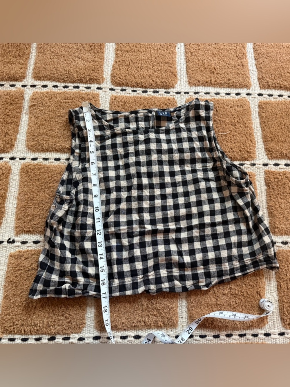 GAP Linen Black and Cream Gingham Sleeveless Tank - Picture 5 of 6
